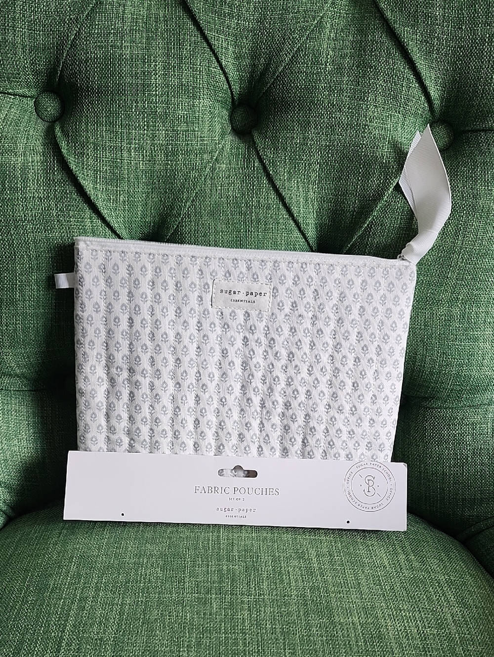 Gray Patterned Fabric Pouch